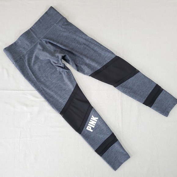 Victoria Secret Pink Yoga Gym Pants Lounge Pants 170/68A Small Black Gray Mesh - Picture 3 of 10